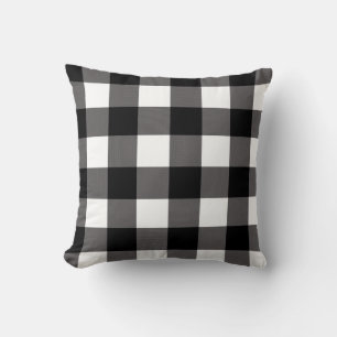Black & White Chequered Squares Buffalo Plaid Throw Pillow