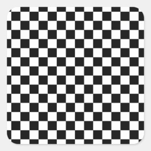 Black White Chequered Sticker; Choose Shape Square Sticker