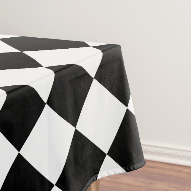 Black & White Chequered - Tablecloth (In Situ)