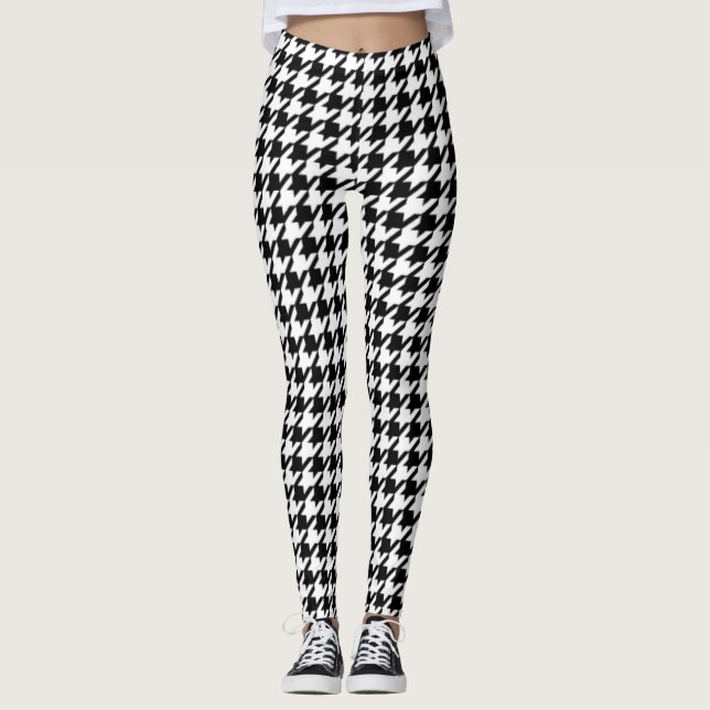 black/white chequered Women's leggings (Front)