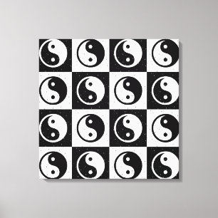 Black White Chequered Yin-yang Zen Block Print