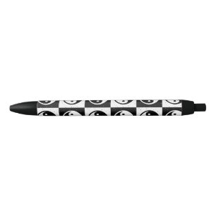 Black White Chequered Yin-yang Zen Block Print Ink Pen