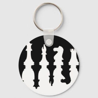 Black & White Chess Pieces Keychain