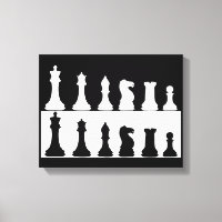Black White Chess Set Wall Canvas
