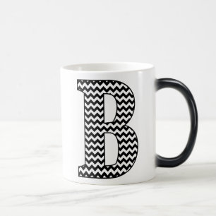 Black & White Chevron B Monogram Morphing Mug