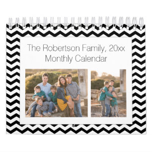 Black White Chevron Custom Photo Collage 24-Image Calendar