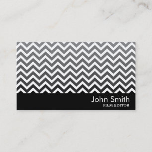 Black & White Chevron Film Editor Business Card