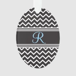 Black   White Chevron Gothic Zigzag Monogram Ornament