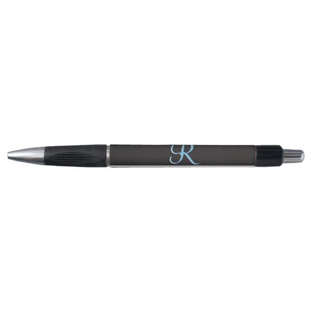 Black | White Chevron Gothic Zigzag Monogram Pen (Front)