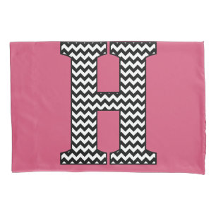 Black & White Chevron H Monogram Pillowcase