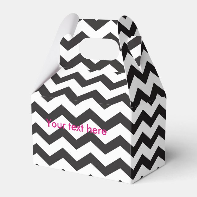 Black & White Chevron Modern Party Favour Boxes (Front Side)