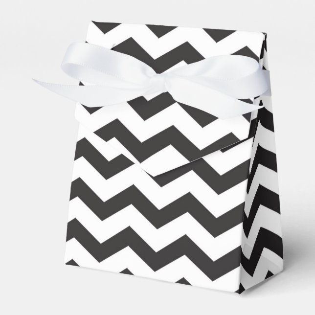 Black & White Chevron Modern Party Favour Boxes (Front Side)