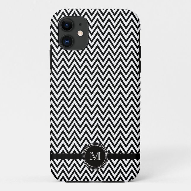 Black white chevron monogram iphone 5 case (Back)