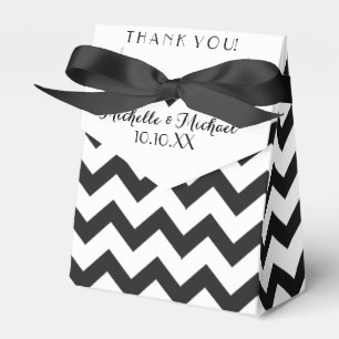 Black White Chevron Names Date Wedding Favour Favor Box