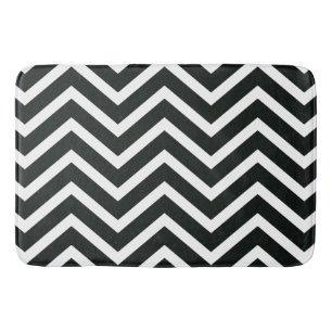 Black white chevron Pattern modern bath mat