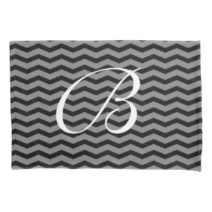 Black & white chevron pattern monogram pillowcase