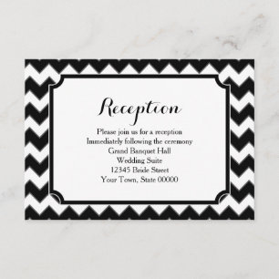 Black & White Chevron Pattern Reception Info Card