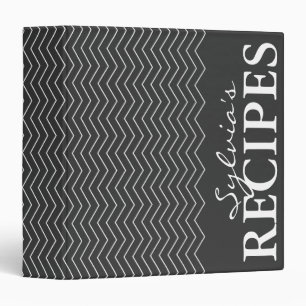 Black & white chevron pattern recipe binder book