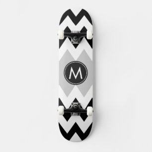 Black White Chevron Pattern Skateboard
