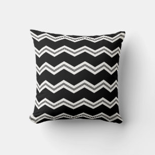 black white chevron pattern throw pillow