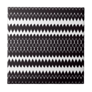 Black White Chevron Pattern Tile