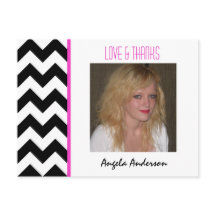 Black & White Chevron: Photo Thank You Postcard