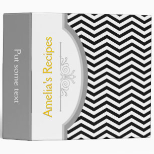 Black white chevron with frame recipe binder