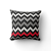 Black & White Chevron with Red Stripe