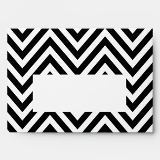 Black White Chevron Zig Zag Print A7 Envelope