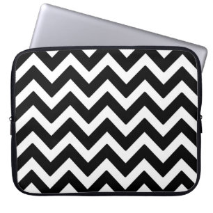 Black & White Chevron Zigzag Geometric Pattern Laptop Sleeve