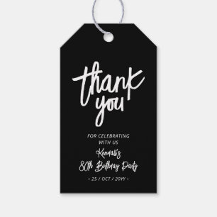 Black & White   Chic 80th Birthday Party Thank you Gift Tags