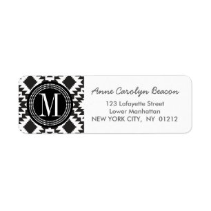 Black & White Chic Aztec Tribal Monogrammed