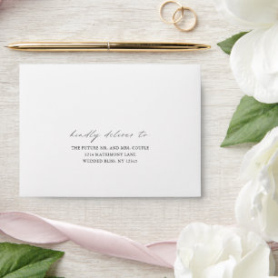 Black White Chic Calligraphy Simple Wedding RSVP Envelope