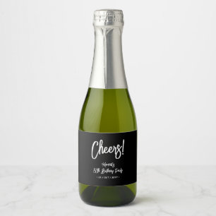 Black & White   Chic Cheers 80th Birthday Party Sparkling Wine Label