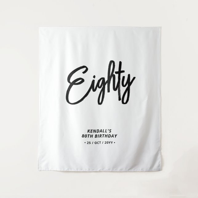 Black & White Chic Eighty 80th Birthday Party Tapestry (Front)