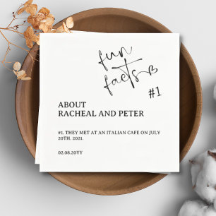 Black White Chic Modern Fun Facts Heart Script Napkin