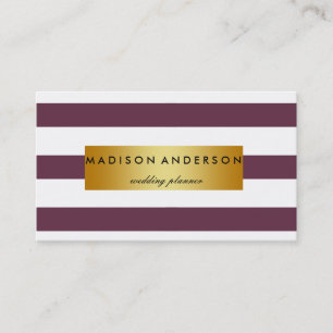 Black & White Chic Stripes in Gold Business Card