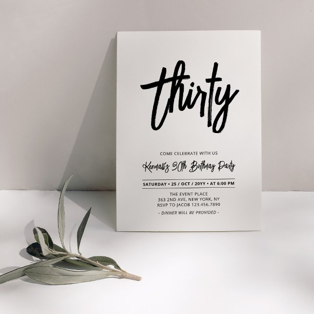 Black & White | Chic Thirty 30th Birthday Party Invitation (Creator Uploaded)