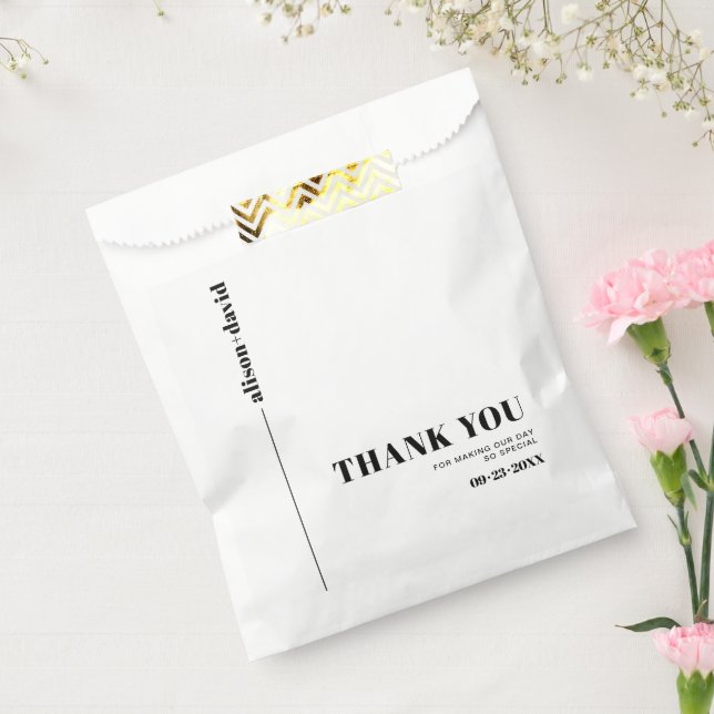 Black, white chic typography minimalist wedding favour bag (Sealed)