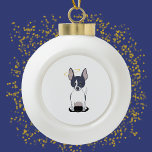 Black White Chihuahua Angel Ceramic Ball Christmas Ornament<br><div class="desc">Our Black White Chihuahua Angel design features a cute little black and white Chihuahua puppy dog with an angel's halo over one ear,  looking up with pleading eyes.</div>