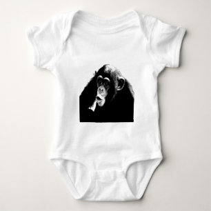 Black White Chimpanzee Baby Bodysuit