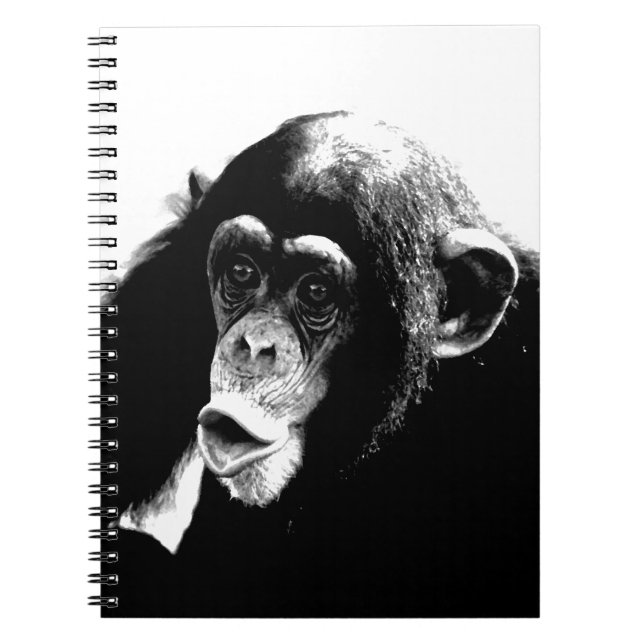 Black White Chimpanzee Notebook (Front)