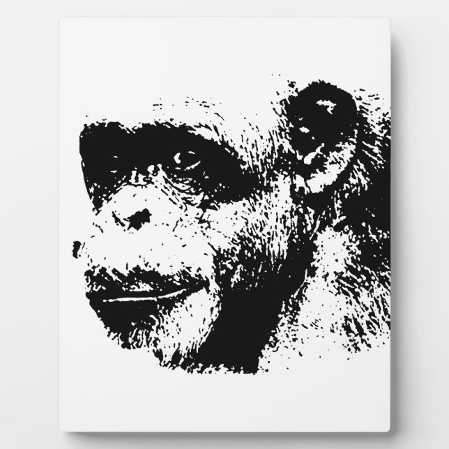 Black & White Chimpanzee Pop Art Plaque (Front)