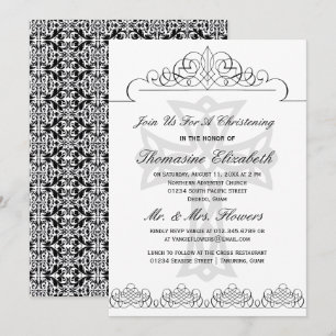 Black & White Christening Cross Invitations