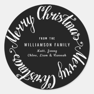 Black White Christmas Card Envelope Seal Template