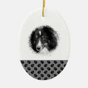 Black & White Christmas Custom Pet Photo Template Ceramic Ornament