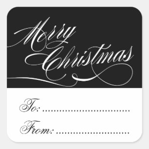 BLACK WHITE CHRISTMAS GIFT TAG STICKERS