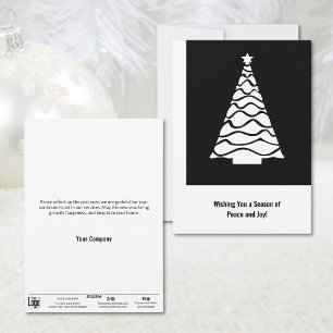 Black & White Christmas Tree Business Holiday Card