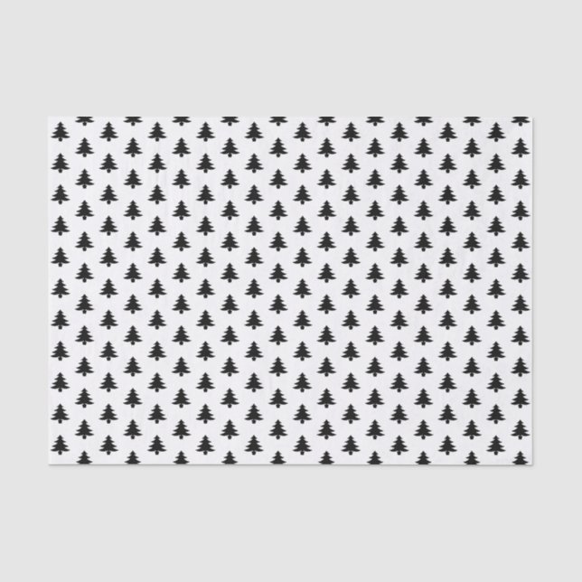 Black/White Christmas Tree Picture Font Pattern Tissue Paper (Front)