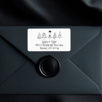 Black & White Christmas Trees Return Address